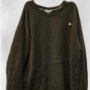 Reebok Relaxed Fit Exposed Seam Sweater - Olive Green